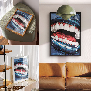 Art print featuring blue lips
