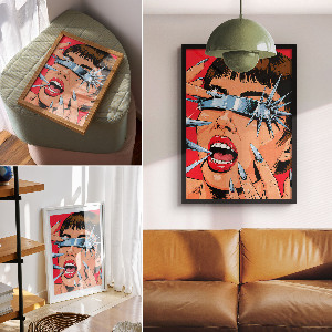 Decorative poster in a pop art style titled 