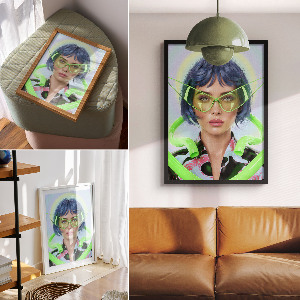 Futuristic portrait wall print