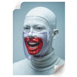 Decorative poster depicting a futuristic face
