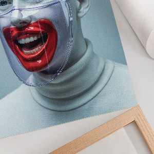 Decorative poster depicting a futuristic face