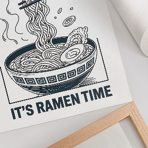 Decorative poster featuring a ramen comic illustration