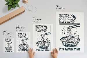 Decorative poster featuring a ramen comic illustration