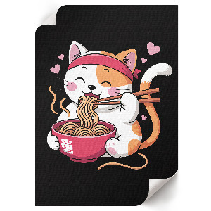 Poster of a kitten playing with pasta