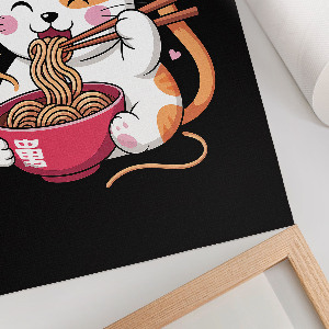 Poster of a kitten playing with pasta
