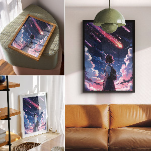 Space-themed anime wall print
