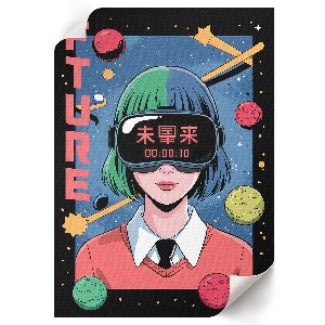 Decorative poster featuring a futuristic anime design