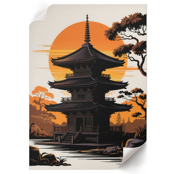 Decorative poster depicting an oriental temple