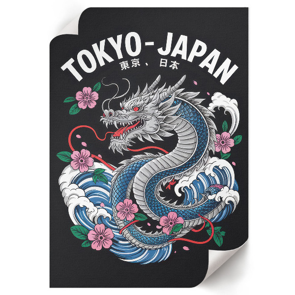 Decorative poster featuring a Japanese dragon