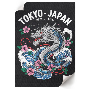 Decorative poster featuring a Japanese dragon