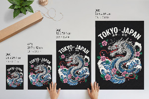 Decorative poster featuring a Japanese dragon