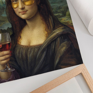 Poster of the Mona Lisa with a glass of wine