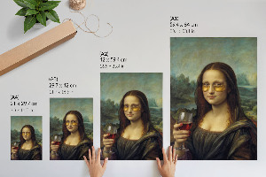 Poster of the Mona Lisa with a glass of wine