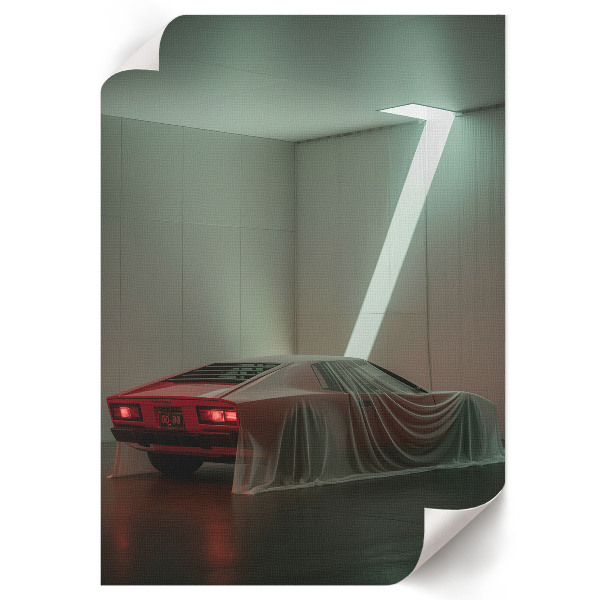 Wall print featuring a covered car