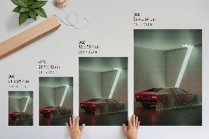Wall print featuring a covered car