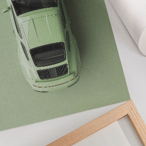 Art print featuring a green car