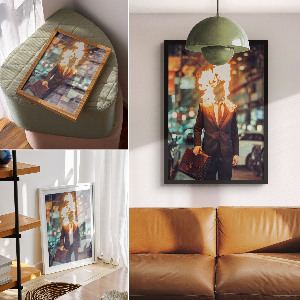 Decorative poster featuring Burning Man artwork
