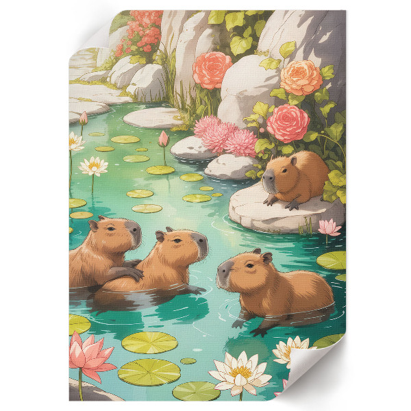 Wall art Capybaras in the pond