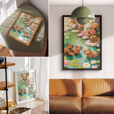 Wall art Capybaras in the pond