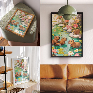 Wall art Capybaras in the pond