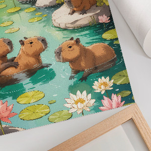 Wall art Capybaras in the pond