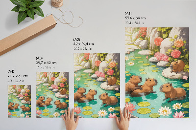 Wall art Capybaras in the pond