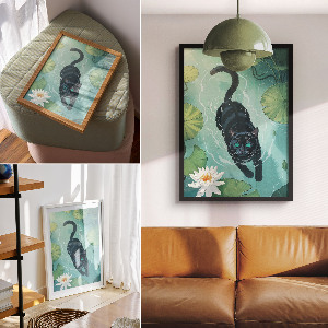 Wall print Kitten in the water