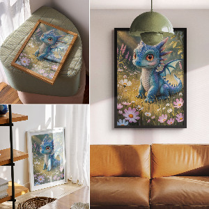Art print featuring a blue dragon