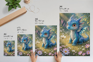 Art print featuring a blue dragon