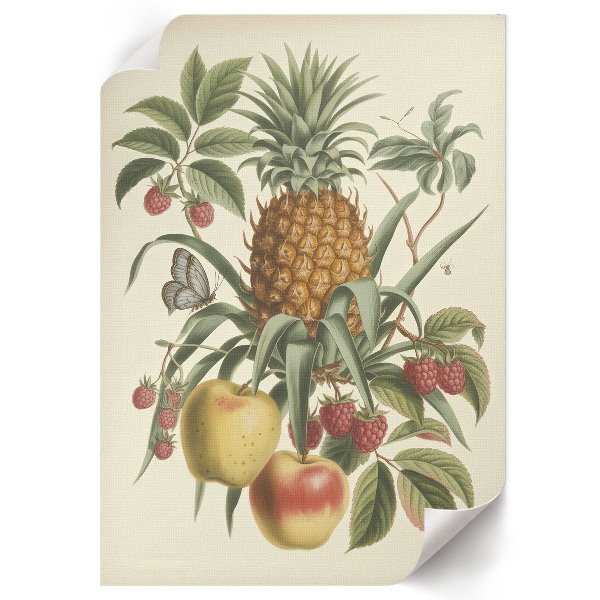 Wall print with a botanical fruit motif