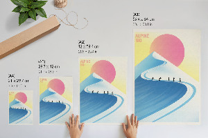 Decorative poster featuring a mountain motif