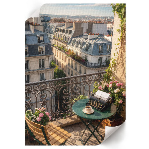 Wall print depicting a city balcony