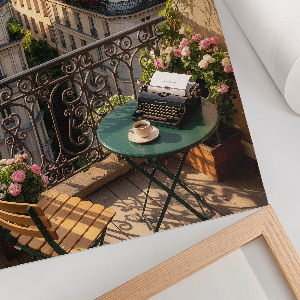 Wall print depicting a city balcony