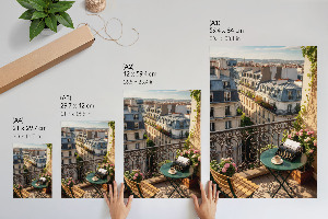 Wall print depicting a city balcony