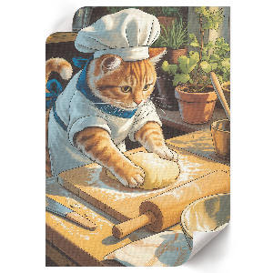 Wall art featuring a chef cat