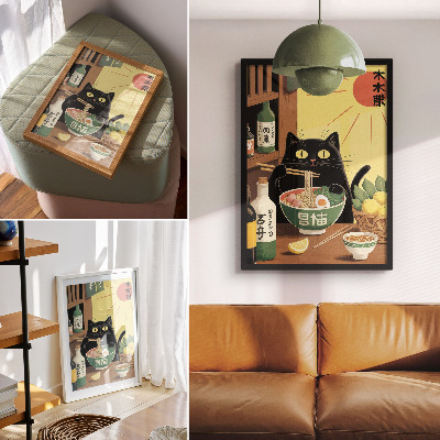 Wall print Cat ramen