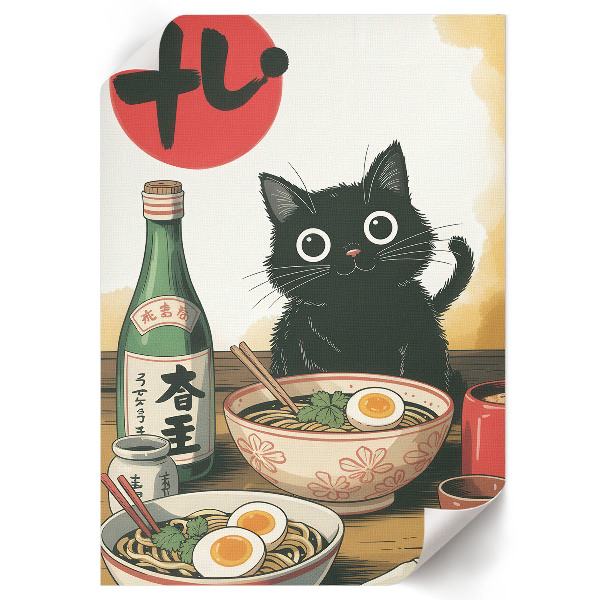 Art print Kitten and ramen