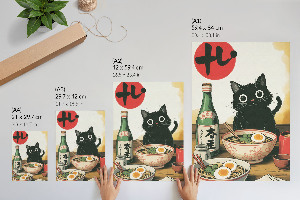 Art print Kitten and ramen