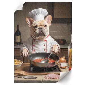 Wall art featuring a dog dressed as a chef