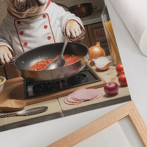 Wall art featuring a dog dressed as a chef