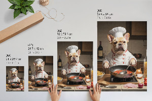 Wall art featuring a dog dressed as a chef