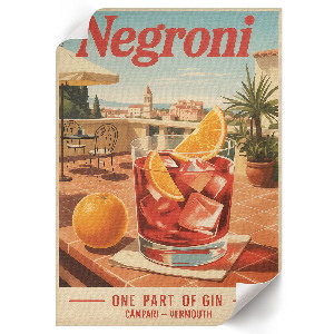 Decorative poster featuring a Negroni cocktail
