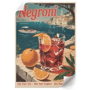 Poster featuring a Negroni cocktail illustration