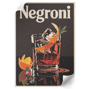 Wall art featuring a Negroni cocktail