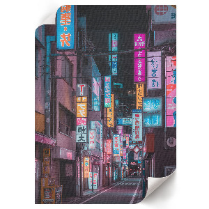Decorative poster featuring a neon city