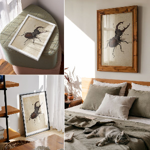 Wall print stag beetle