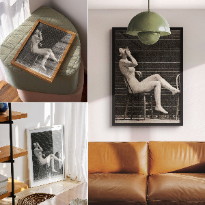 Art print Woman sitting naked