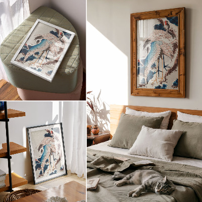 Art print Cranes in a tree