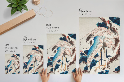 Art print Cranes in a tree