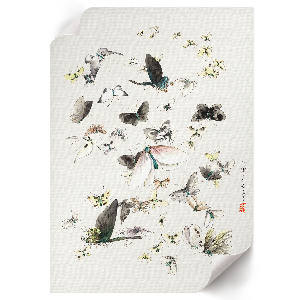 Decorative poster featuring butterflies and moths
